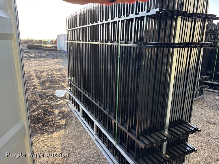 image for item ES8051 (22) 10'Lx7'H Wrought Iron Site Fence Panels 220' total unused