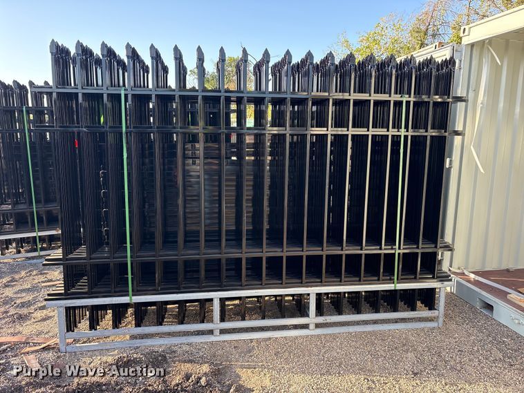 image for item ES8051 (22) 10'Lx7'H Wrought Iron Site Fence Panels 220' total unused