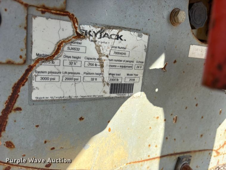 image for item ET0385 2008 Skyjack SJ4632 scissor lift