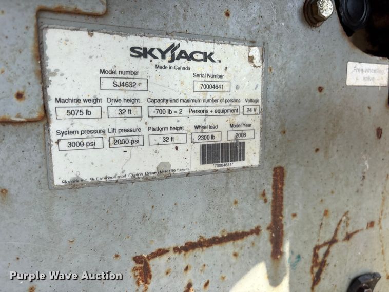 image for item ET0387 2008 Skytrack SJ4632 scissor lift
