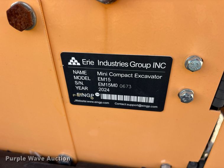 image for item ET0417 2024 Erie EM15 mini excavator