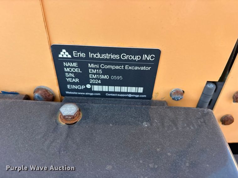 image for item ET0419 2024 Erie EM15 mini excavator