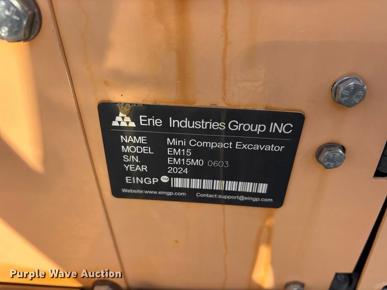 image for item ET0441 2024 Erie EM15 mini excavator