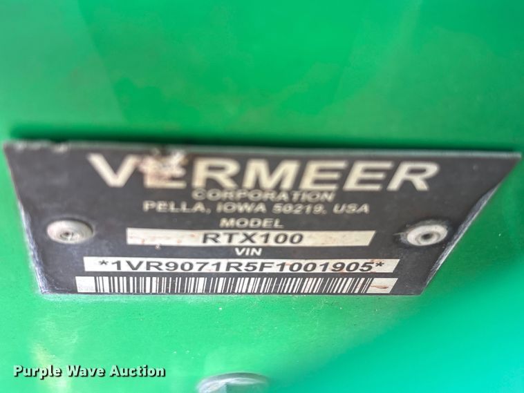 image for item EU0800 2015 Vermeer RTX100 trencher