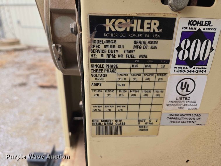 image for item EW0236 Kohler 4DRE0ZJB generator