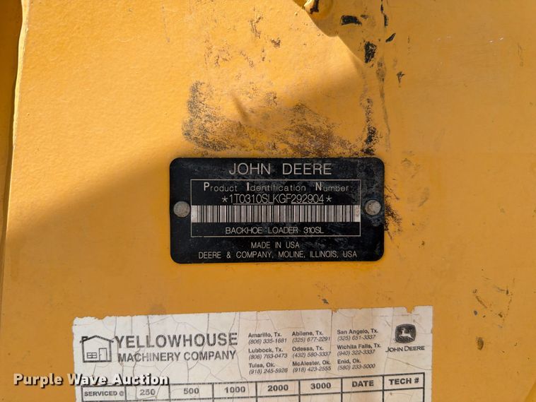 image for item EW8685 2015 John Deere 310SL backhoe