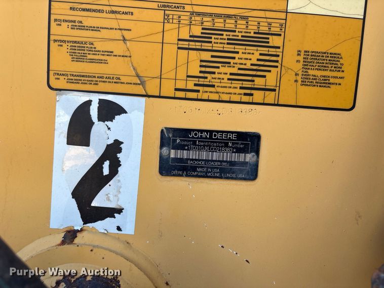 image for item EX0019 2012 John Deere 310J backhoe
