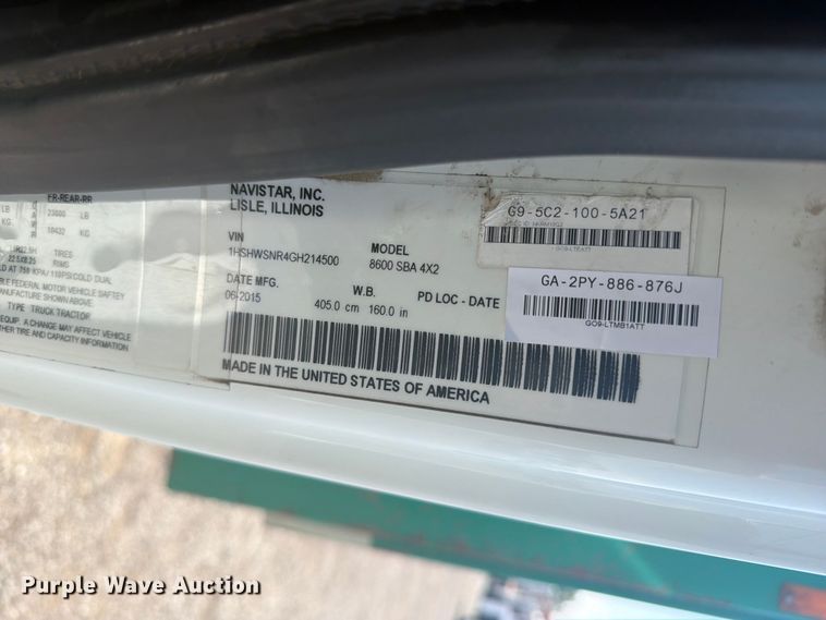 image for item FB4999 2016 International TranStar 8600 toter truck