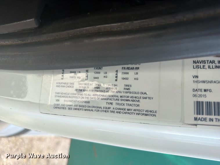 image for item FB4999 2016 International TranStar 8600 toter truck