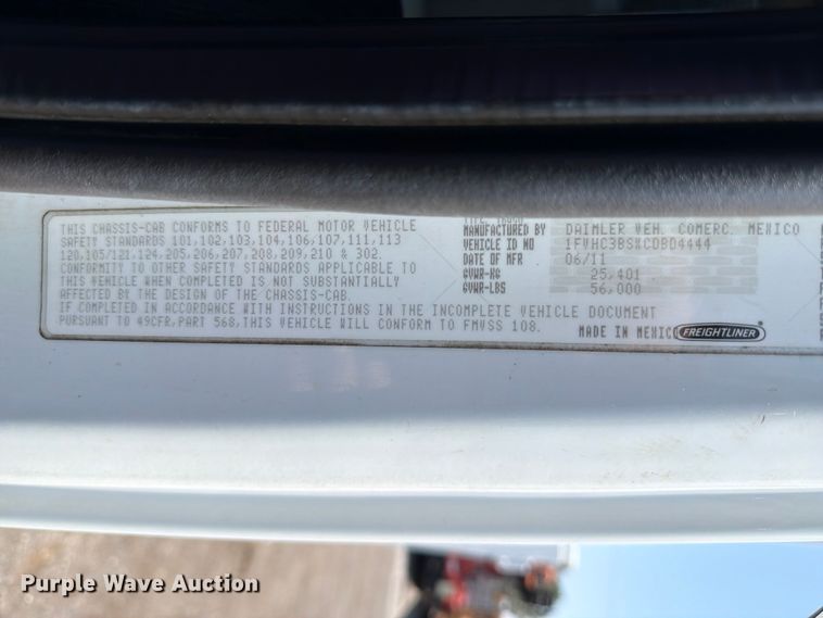 image for item FB5001 2012 Freightliner Business Class M2 crane truck