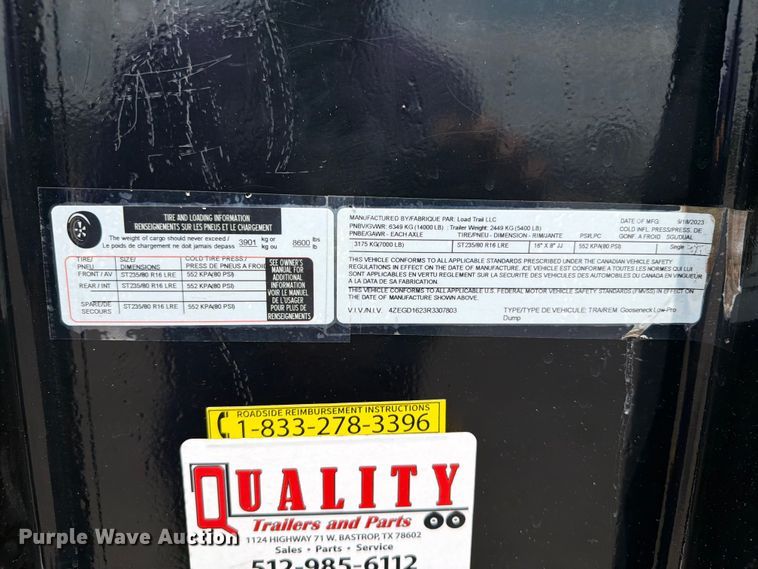 image for item FB5032 2024 Load Trail Gooseneck Low-Pro Dump dump trailer