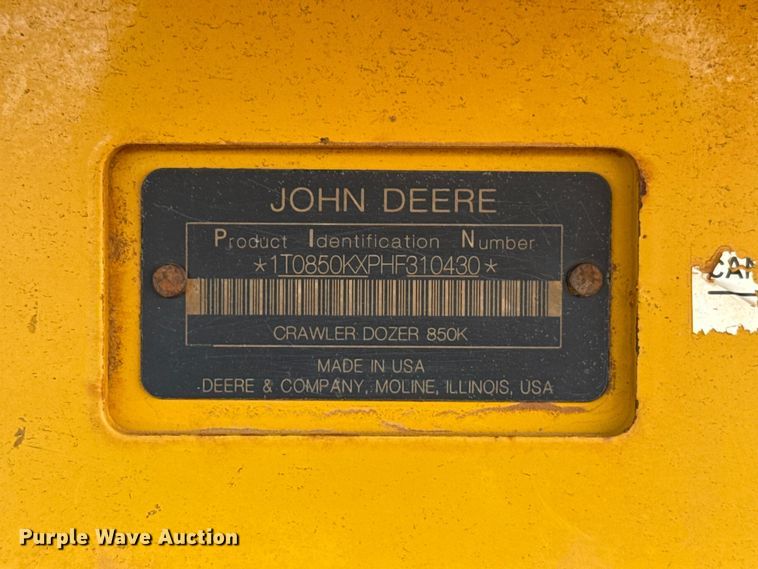 image for item FC4092 2017 John Deere 850K LGP dozer