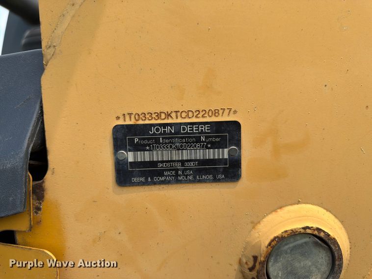 image for item FK3317 2012 John Deere 333D tracked skid steer loader
