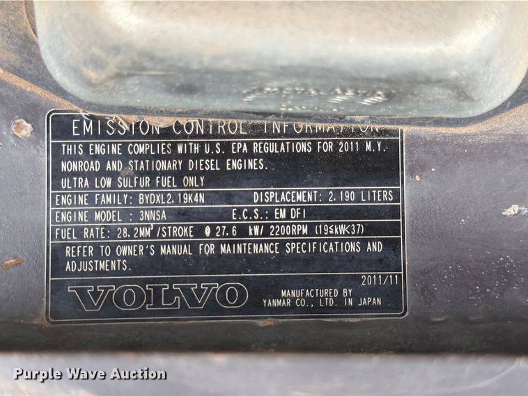 image for item FK3597 2012 Volvo EC35C mini excavator