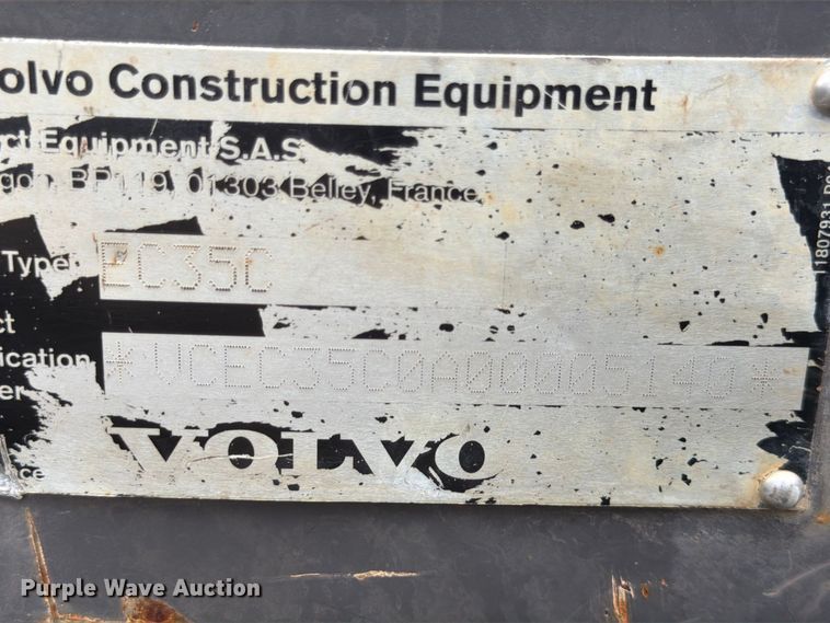 image for item FK3597 2012 Volvo EC35C mini excavator