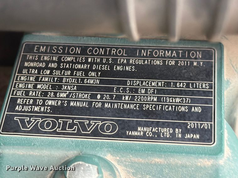 image for item FK3598 2011 Volvo ECR38 mini excavator