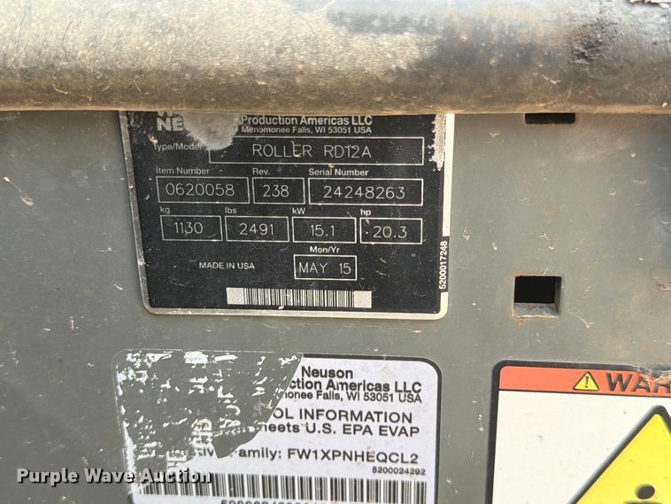 image for item FK3601 2015 Wacker Neuson RD12A double drum vibratory roller