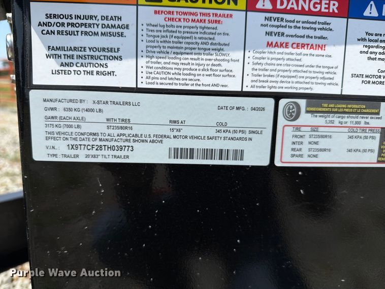image for item FK5028 2026 X-Star Trailers 20'X83