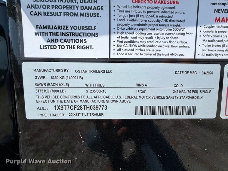 image for item FK5028 2026 X-Star Trailers 20'X83