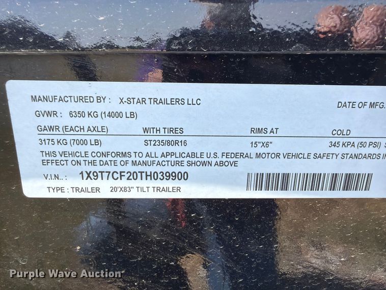 image for item FK5031 2026 X-Star Trailers 20'X83