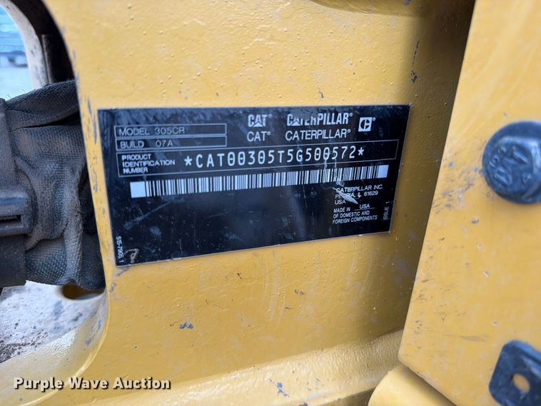 image for item FN5795 2022 Caterpillar 305CR mini excavator