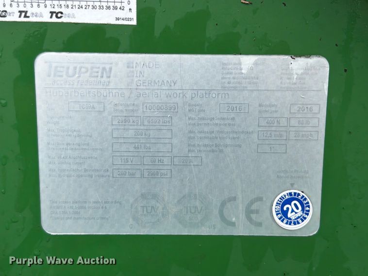 image for item FT6127 2016 Teupen TC69A tracked boom lift
