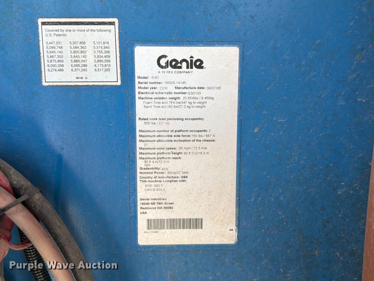 image for item FT6131 2006 Genie S-60 boom lift