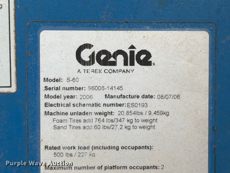 image for item FT6131 2006 Genie S-60 boom lift