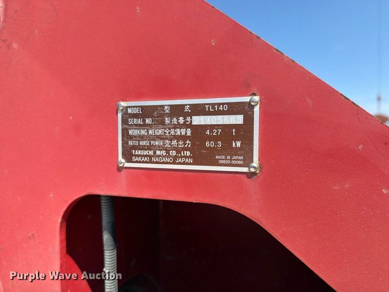 image for item FT8007 2008 Takeuchi TL140 tracked skid steer loader