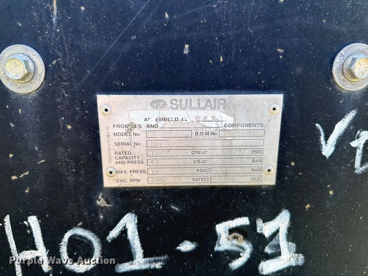 image for item FT8013 Sullair 185 air compressor