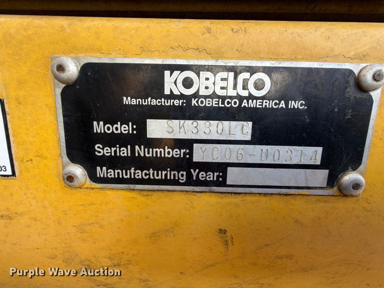 image for item FU1015 2001 Kobelco SK330LC excavator