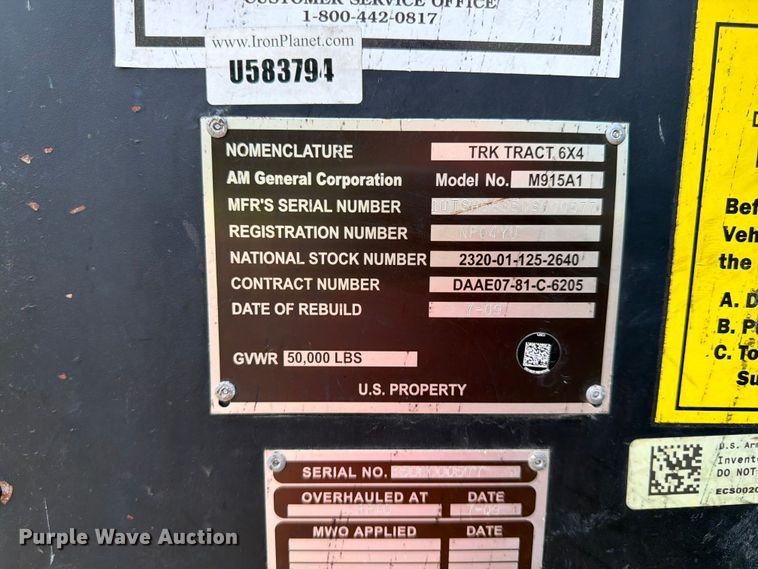 image for item FU4524 1990 AM General M915A1 