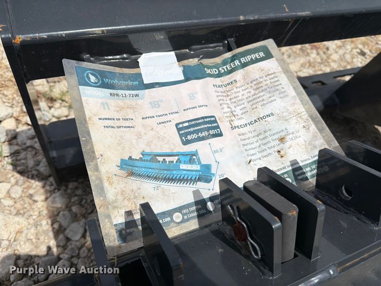 image for item MZ9926 2025 Wolverine RPR-12-72W skid steer ripper