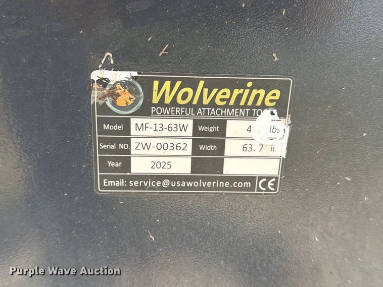 image for item MZ9928 2025 Wolverine MF-13-63W skid steer root rake  