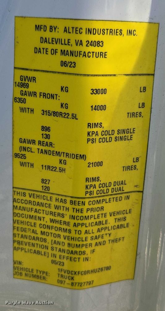 image for item YA1861 2024 Freightliner Business Class M2 bucket truck