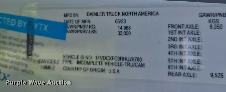 image for item YA1861 2024 Freightliner Business Class M2 bucket truck