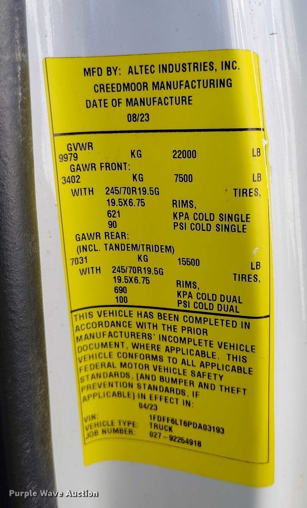 image for item YA2551 2023 Ford F600 Super Duty bucket truck