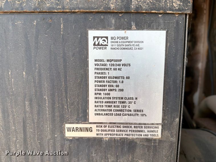 image for item YA3868 2008 MQ Power MQP50IVP generator
