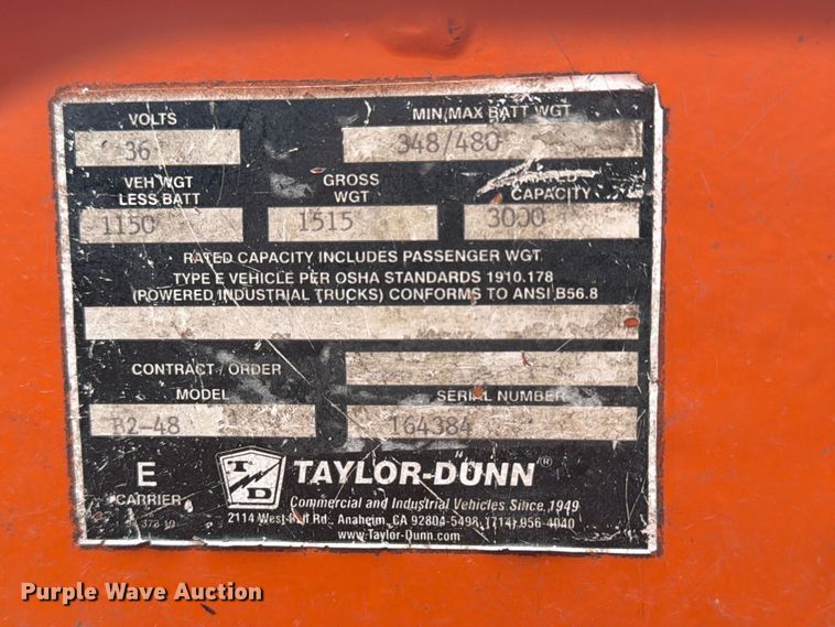 image for item EX4072 Taylor-Dunn B2-48 utility cart