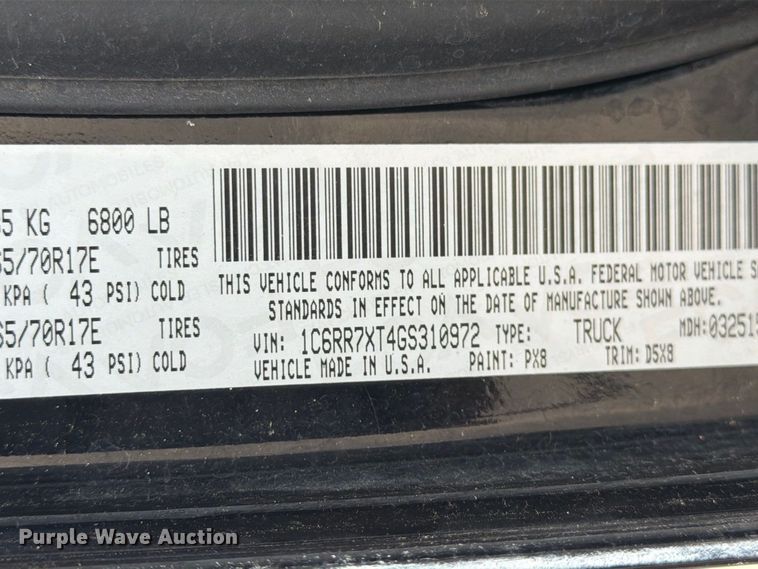 image for item EX4083 2016 RAM 1500 SSV Crew Cab pickup truck
