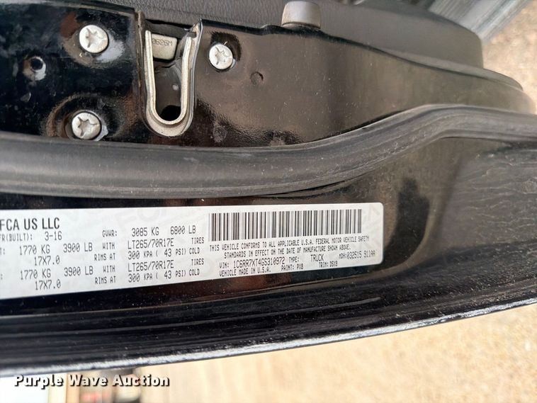 image for item EX4083 2016 RAM 1500 SSV Crew Cab pickup truck