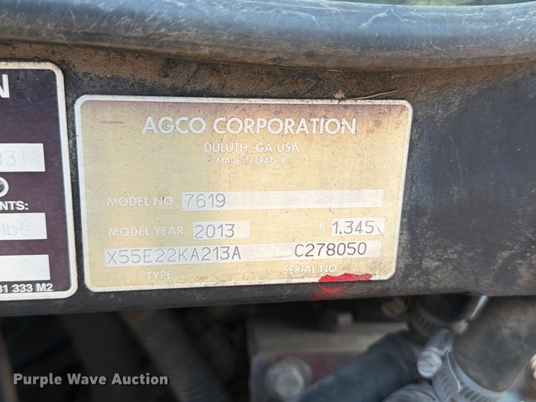 image for item EX4094 2013 Massey Ferguson 7619 Dyna-6 MFWD tractor
