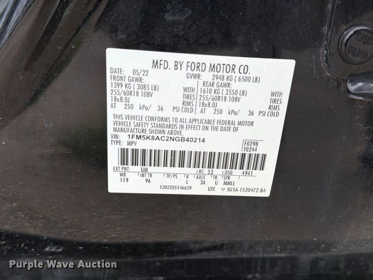 image for item EX4097 2022 Ford Explorer Police SUV