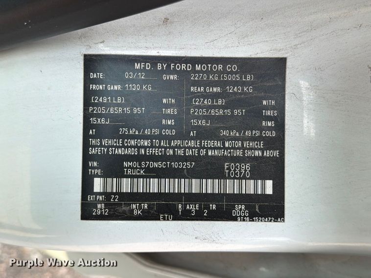 image for item EX4100 2012 Ford Transit Connect XLT 