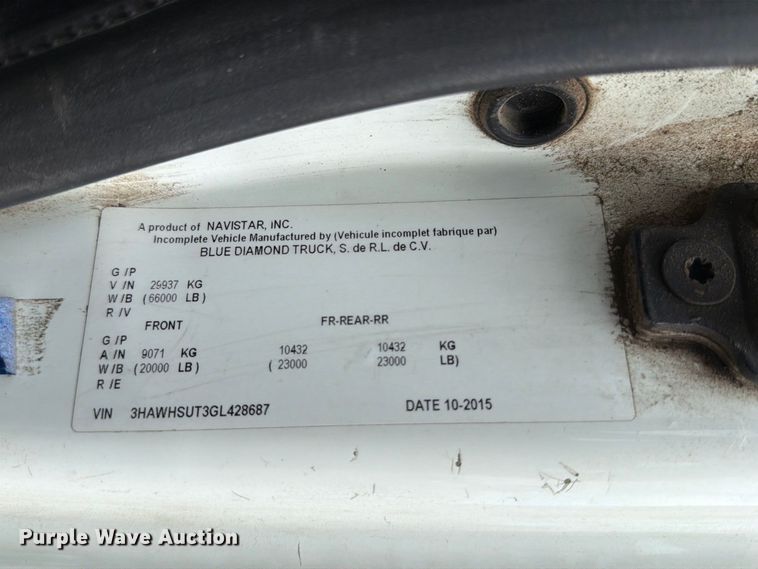 image for item MZ9848 2016 International 7400 grapple crane truck