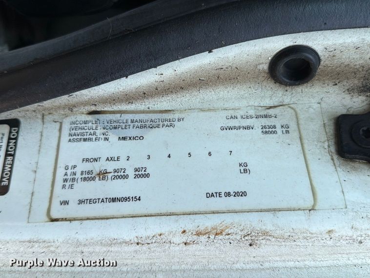 image for item MZ9850 2021 International HV507 dump truck
