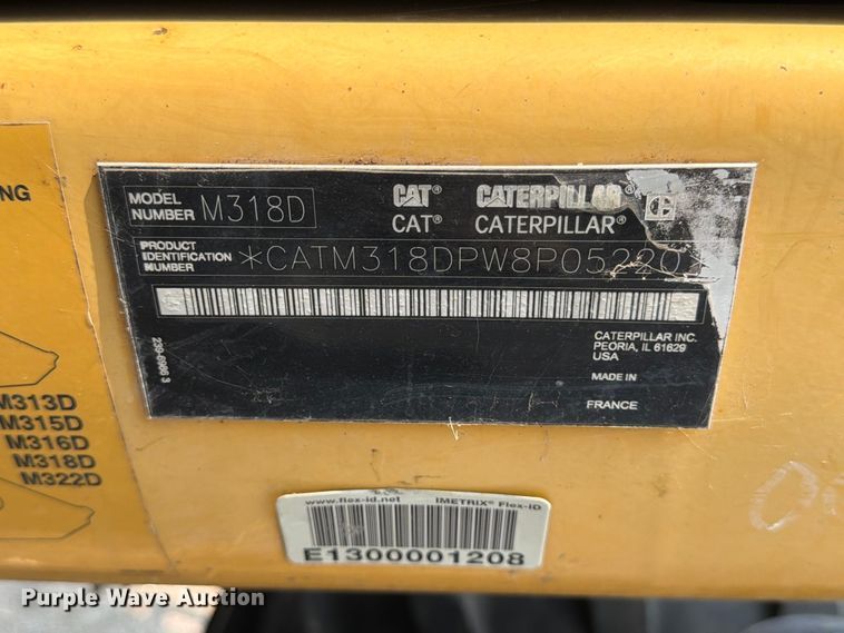 image for item MZ9863 2011 Caterpillar M318D wheeled excavator