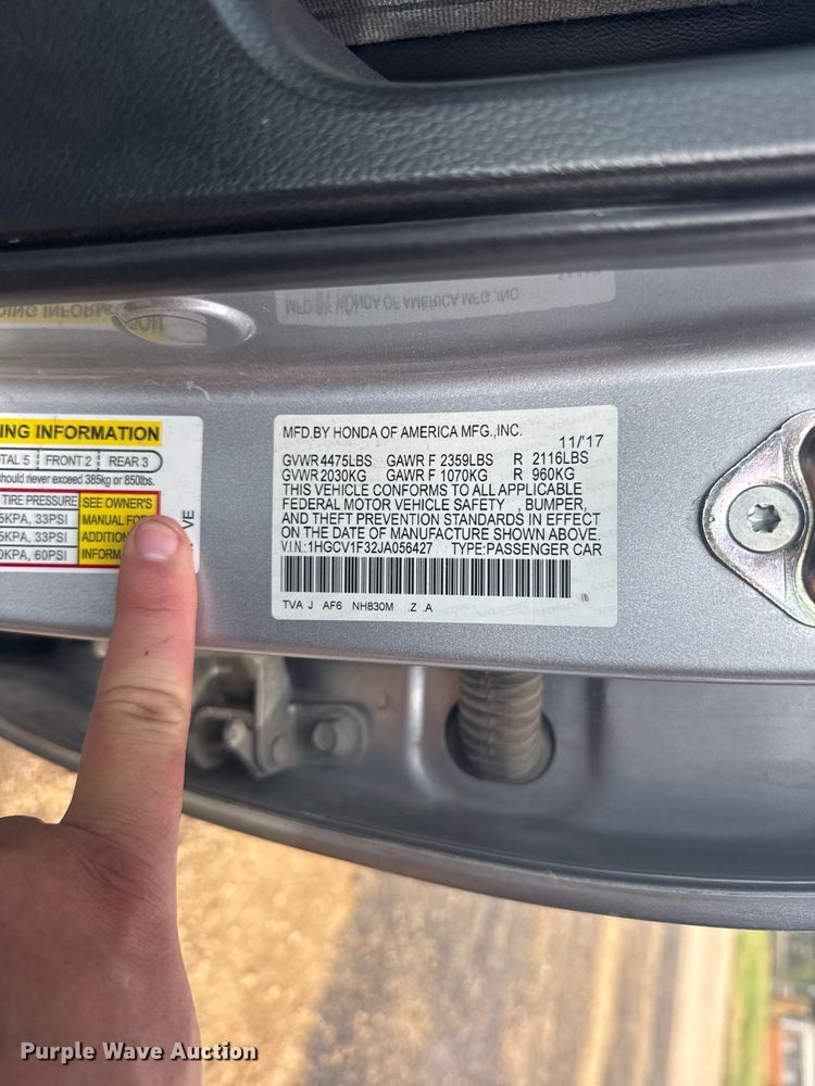 image for item DY3155 2018 Honda Accord Sport 