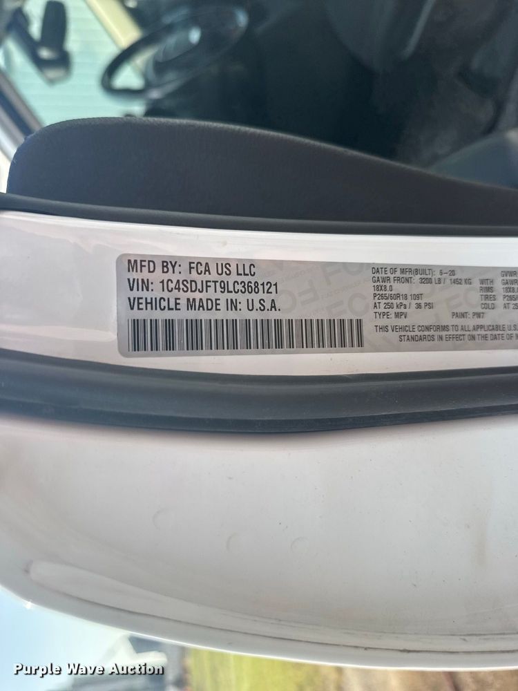 image for item DY3158 2020 Dodge Durango SSV SUV
