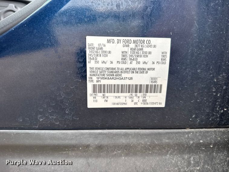 image for item DY3163 2017 Ford Explorer Police SUV